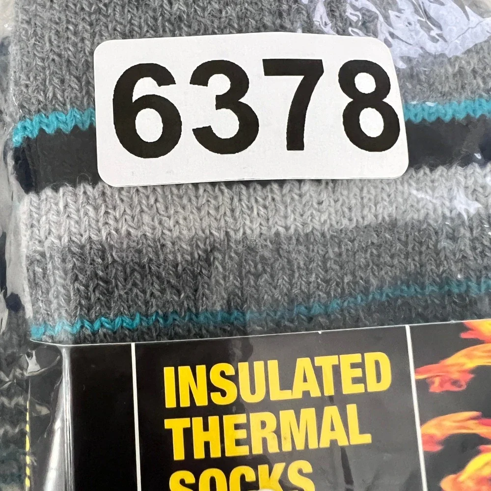 Escape Heat Insulated Thermal Socks Women 9 11‎ Gray Black Aqua Stripe Cozy Warm